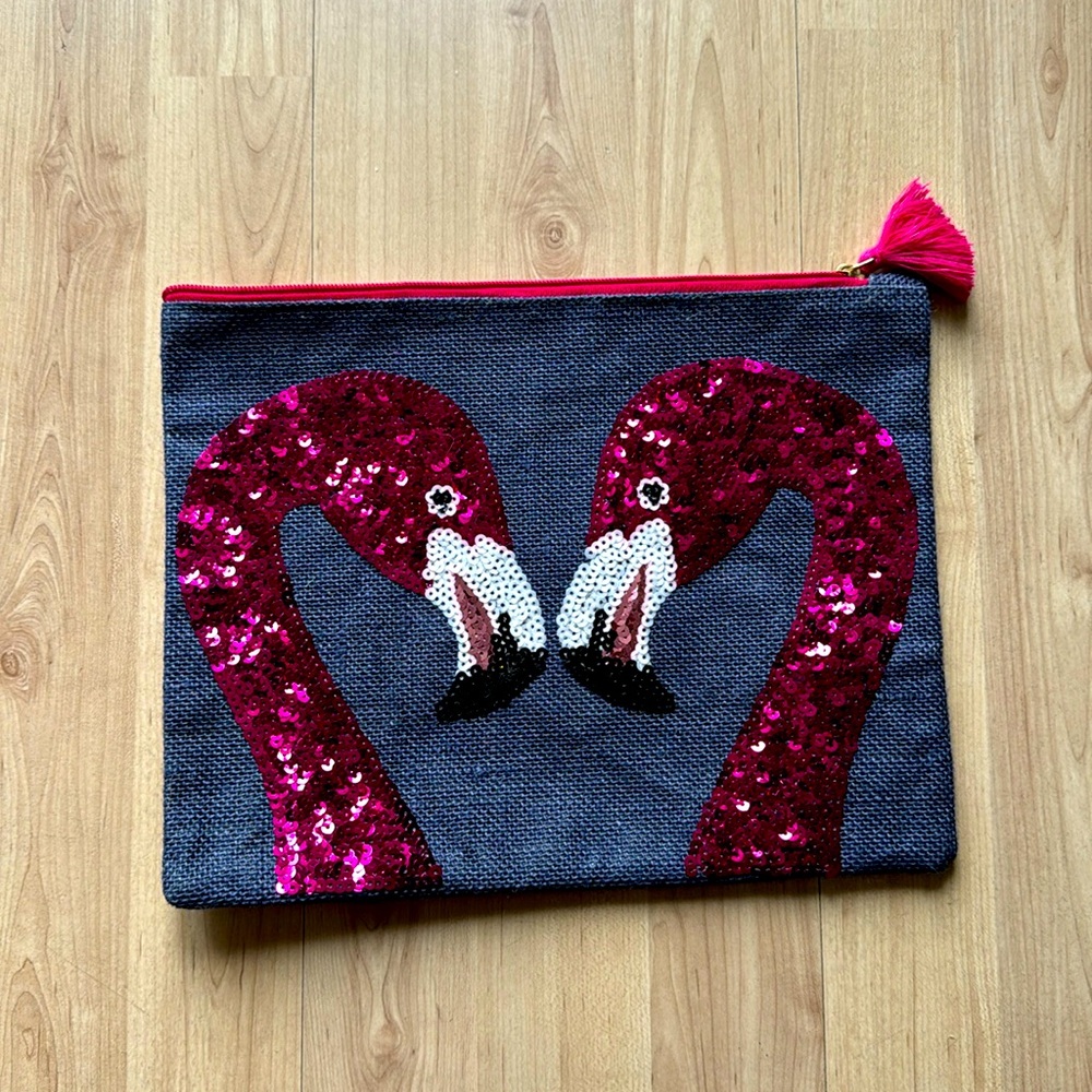 Sequenced Flamingo Canvas storage bag